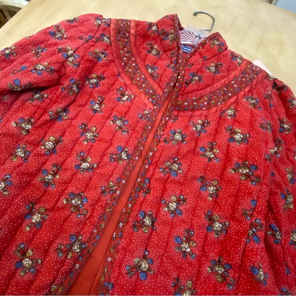 Vintage Cleveland Street NY Quilted Jacket XS Petite Red Floral Boho Cottagecore - Picture 5 of 9